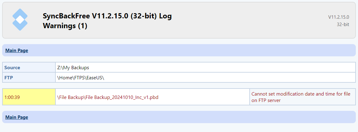 error message